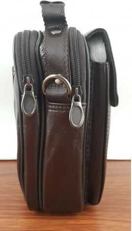 Мъжка чанта от естествена кожа с капак АА 8822 ,черна