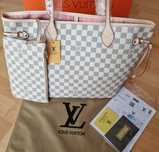 Geanta damă LV Neverfull,piele naturala/France/card,certificat,saculet