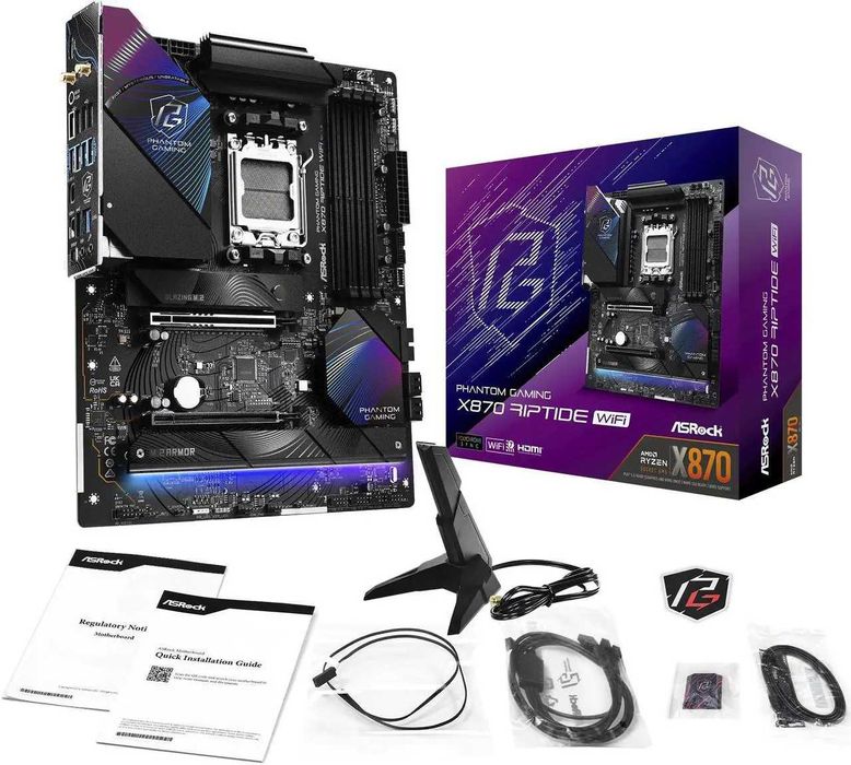Новая Материнская плата ASRock X870 RIPTIDE WIFI. Сокет AMD AM5. WIFI7