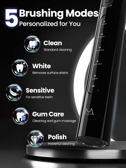 Електрическа четка за зъби Marlincare Sonic, 55 000 VPM, 5 режима,IPX8