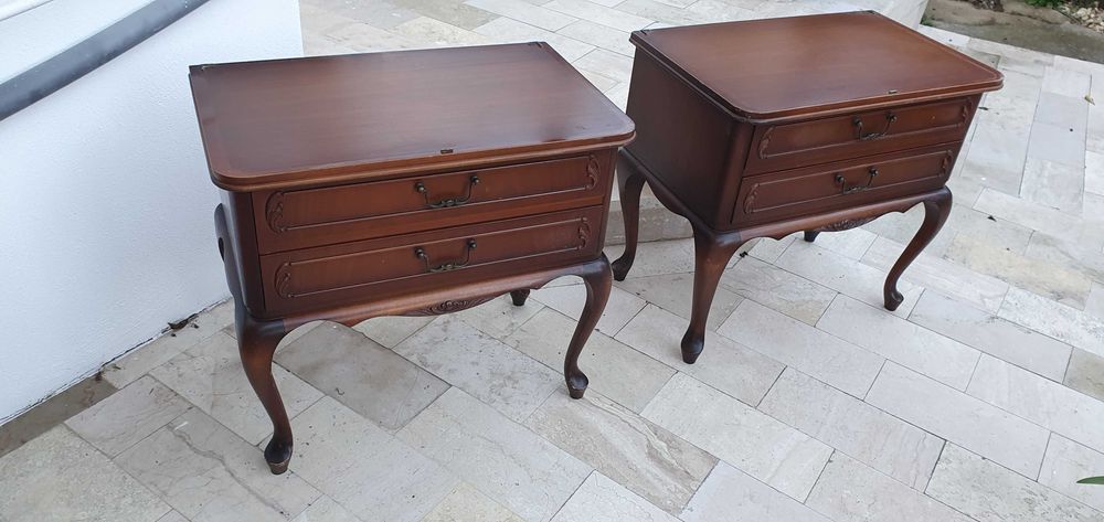 set 2 noptiere baroque vintage lemn masiv