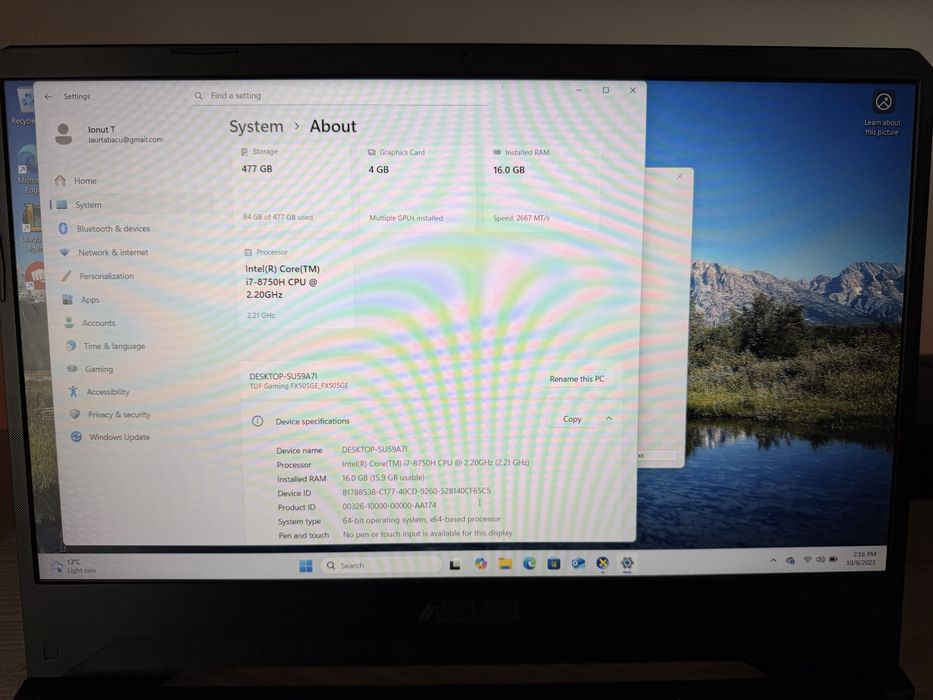 Asus Tuf Gaming - I7 - 16GB RAM - 512GB SSD - GTX 1050 TI