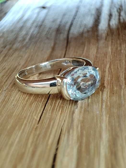 Designer Inel Aur Alb 14K Cu Aqvamarin Natural Acvamarin
