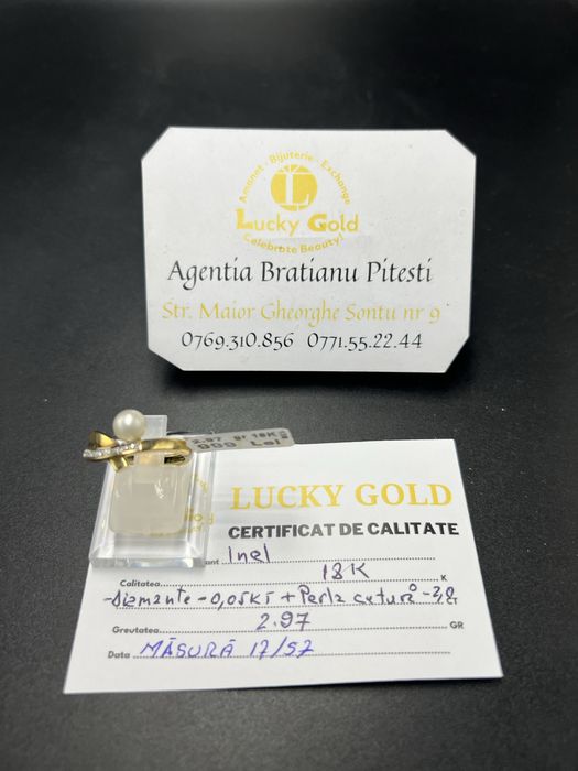 Inel Aur 18k 2,97 gr Diamant 0,05ct masura 17/57 cod 35040