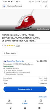 Fier de călcat Philips easy Speedy 2000 W