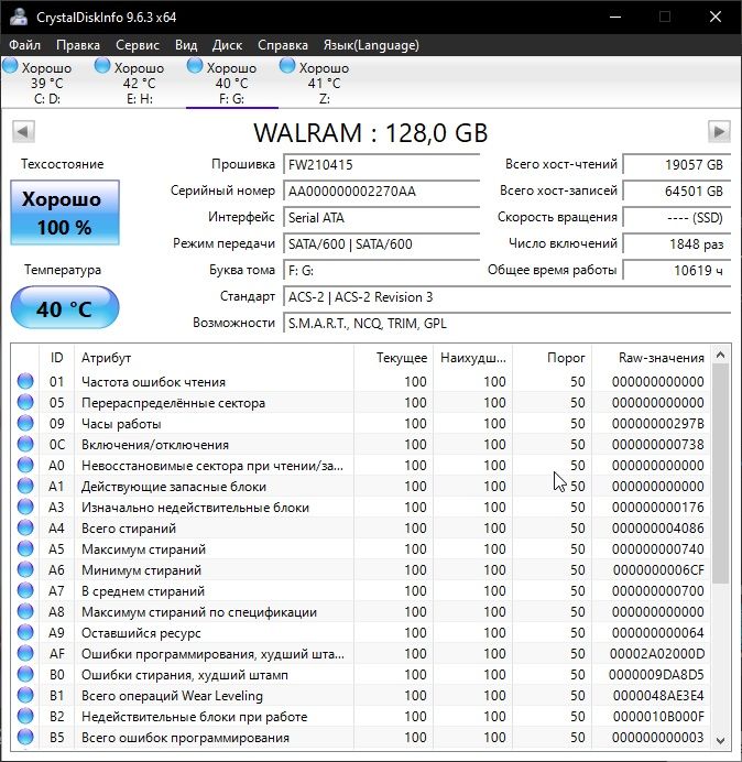 Продам ssd 128 gb walram