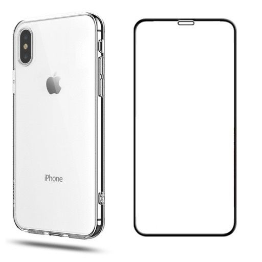 Iphone XR/XS - PacK Full Husa Silicon + Folie Sticla Stone Glass 9D