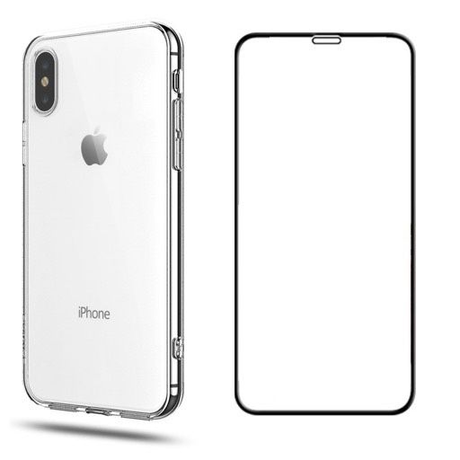 Iphone XR/XS/X/XS MAX PacK Husa Silicon + Folie Sticla Stone Glass 9D