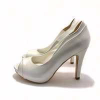 Pantofi din piele, mas.39 25,5cm - culoare alb sidef