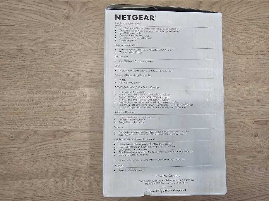 Рутер Netgear WAC564, 3000 Mbps, 2.4GHz / 5GHz, 6x вътрешни антени