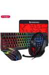 Set gaming 4 in 1, tastatura RGB, mouse, mouse pad, casti