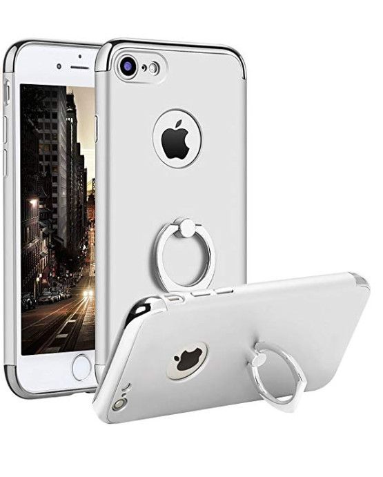 Husa Apple iPhone 8, Elegance Luxury 3in1 Ring Argintiu