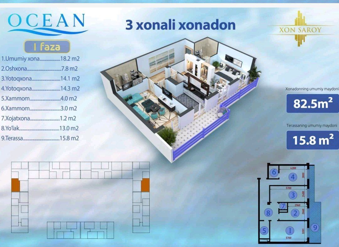 Yunusobod, Xonsaroy, 3 xonali uy sotiladi