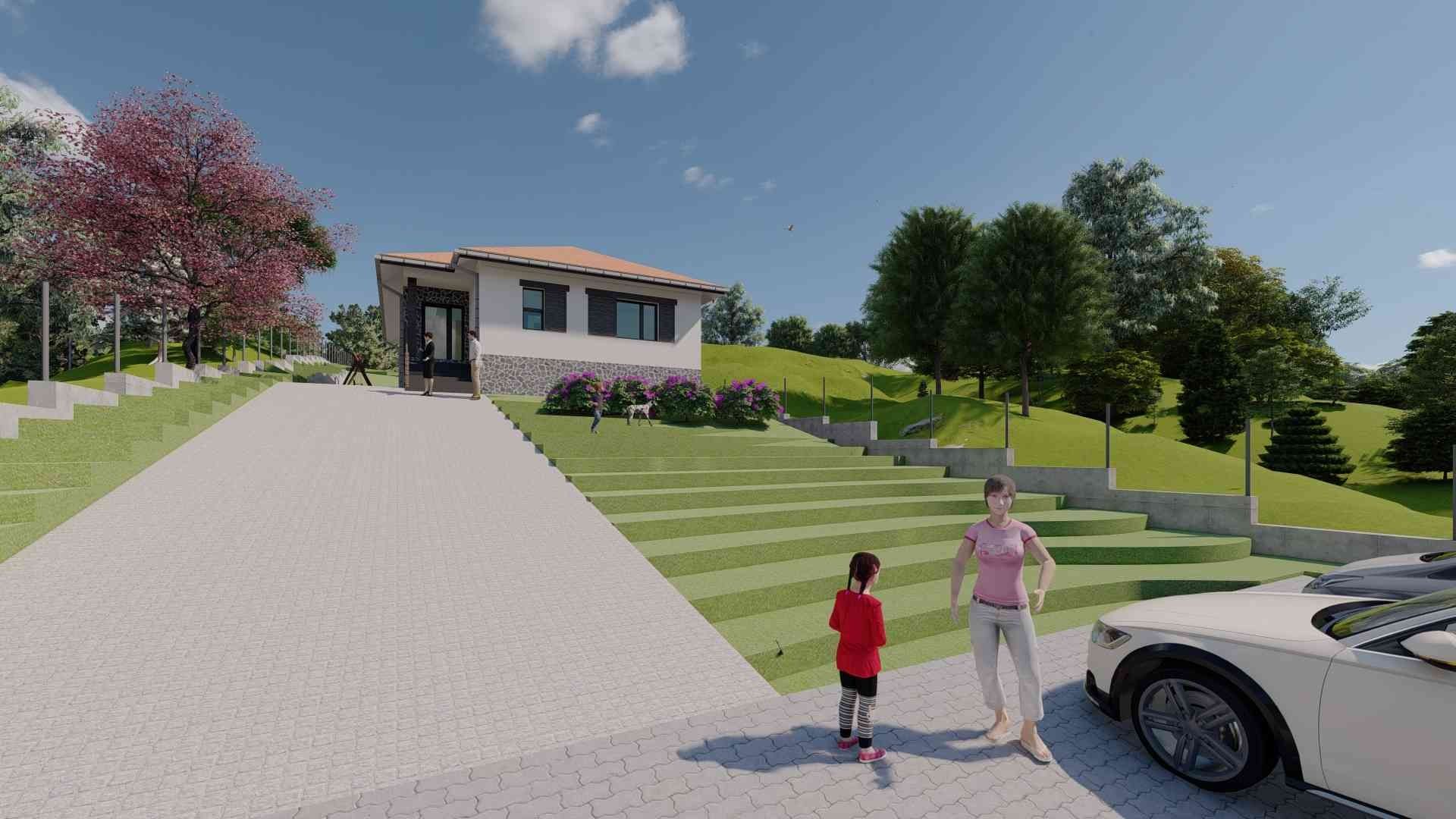 Vând teren intravilan cu Proiect și autorizație de constructie