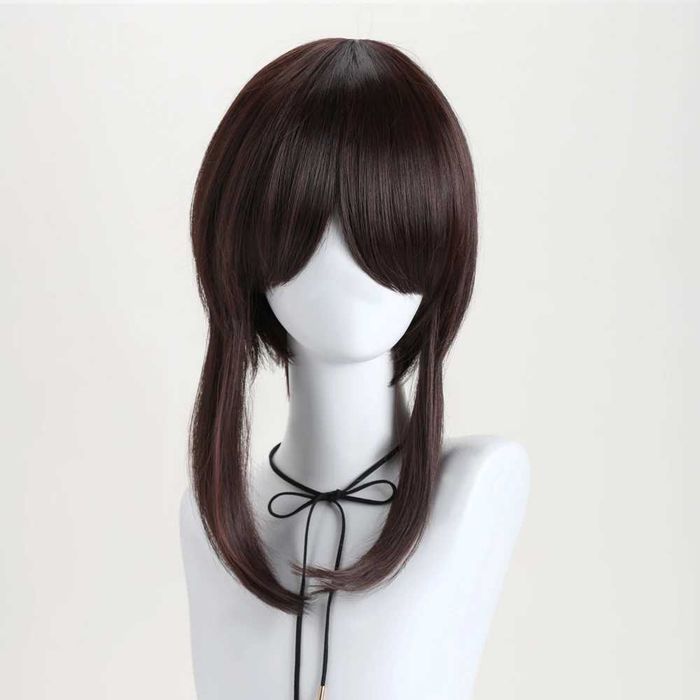 Къса кестенява асиметрична перука