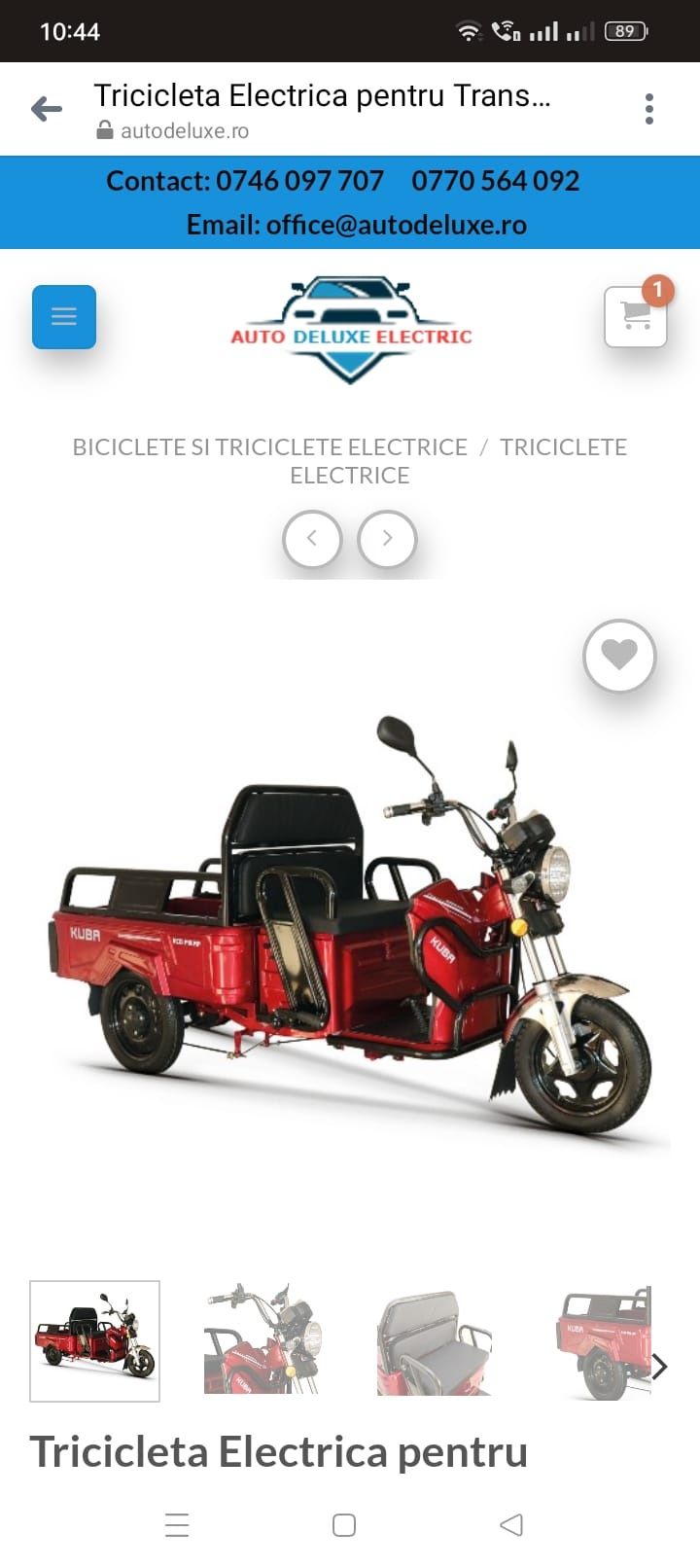 Tricicleta electrica pentru Transport Marfa Eco Pikap motor 1500W, 72V