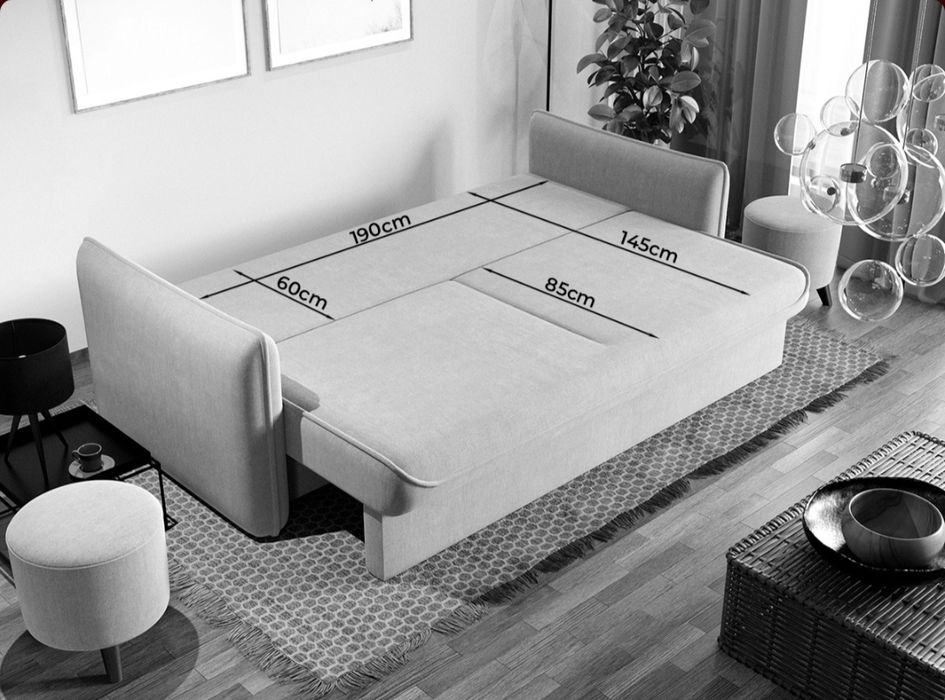 Canapea extensibilă albastra, material boucle