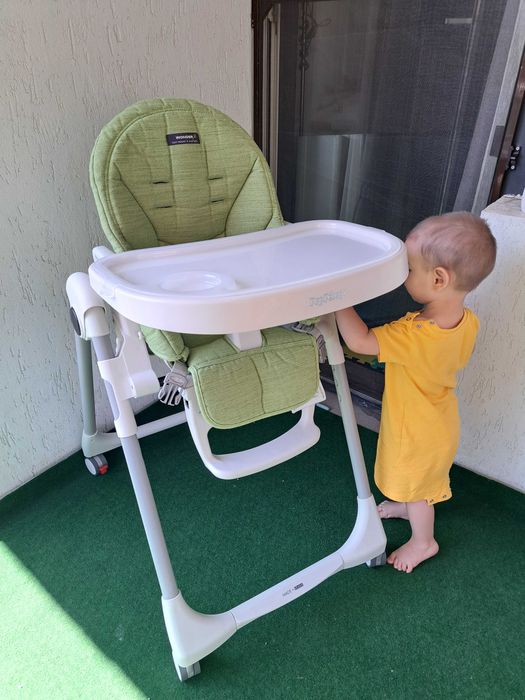 Scaun masa Peg Perego Prima Papa Follow me verde textil