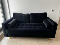 Canapea 2 locuri Milo Casa, Santo Black, negru, 174x90x90 cm