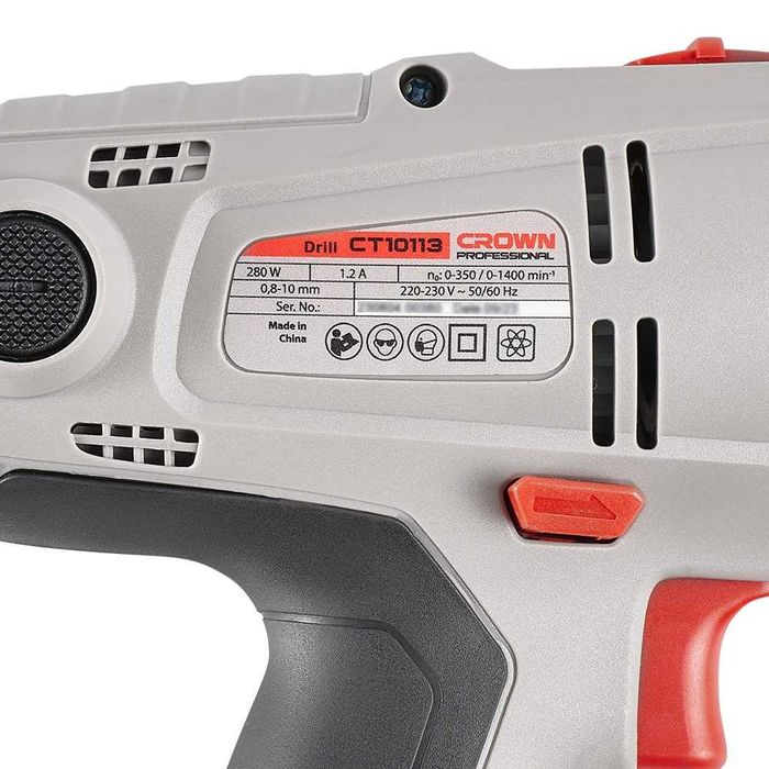 Шуруповерт сетевой CROWN CT10113, 280 Вт, 0–350 / 0–1400 об/мин