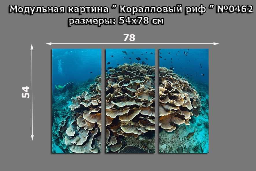 Модульная картина "Коралловый риф" размер 54*78 см ХОЛСТ подарок