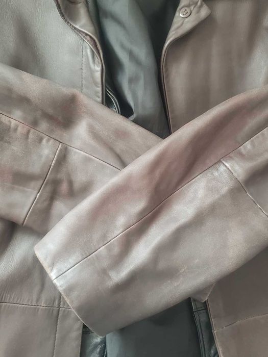geaca piele naturala Marks&Spencer, aspect vintage