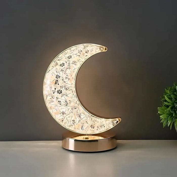 Lampa LED decorativa model Crystal Semiluna, alimentare USB
