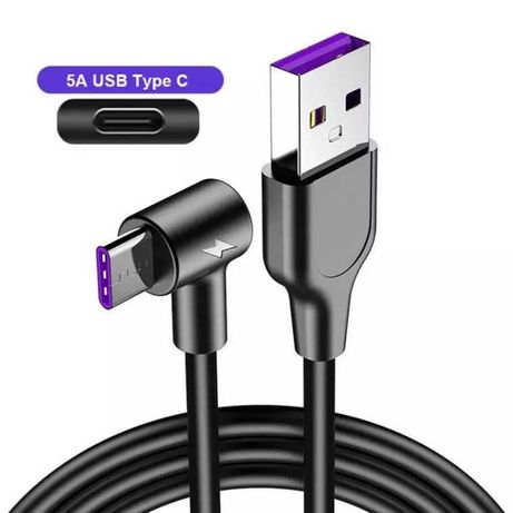 90 grade negru 5A 1m 5 amperi USB Type-C Tip C SuperCharge cablu