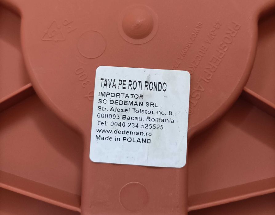 Suport/tava pe roti pt ghiveci, culoare maro, D 30cm