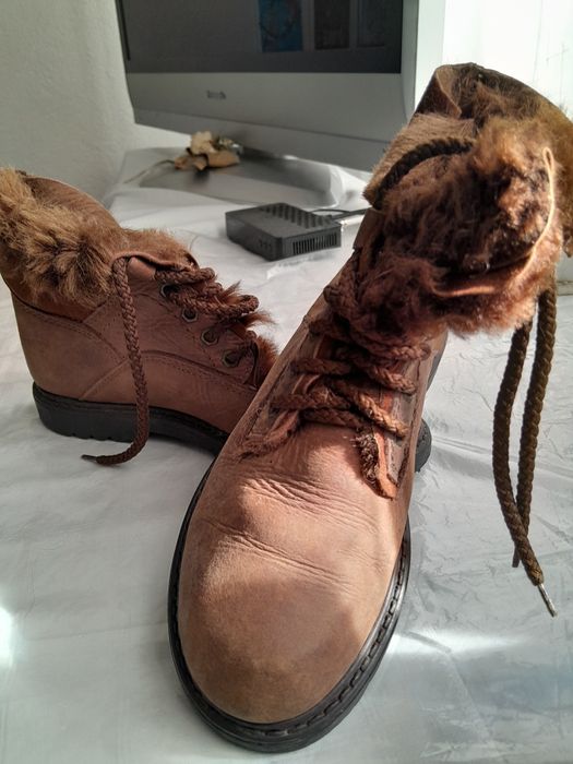 Дамски къси ботуши естествена кожа кафяви произход Италия