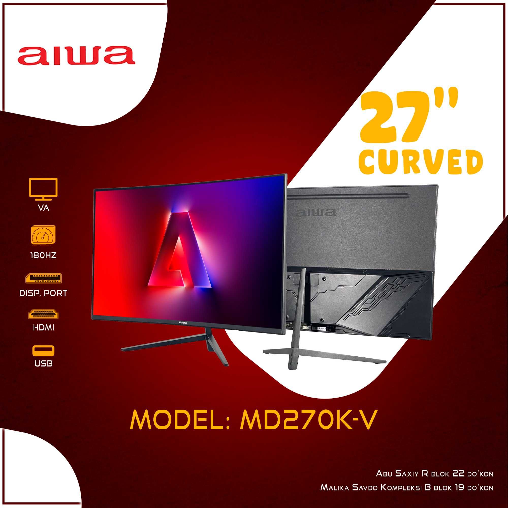 aiwa Monitorlari 24" 27" 32"diaganalli 100Hz-180Hz-240Hz Мониторы Aiwa