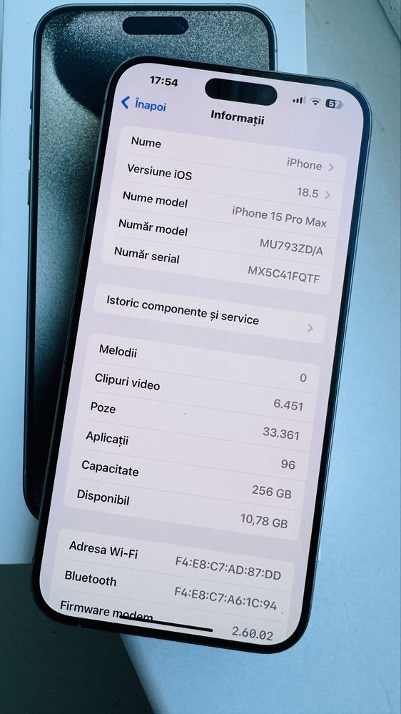 Iphone 15 pro max 256 liber pret fix