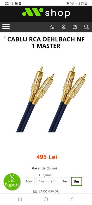 Cabluri RCA oehlbach 5m.NOU.