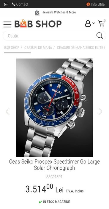 Ceas NOU Seiko Prospex Speedtimer Solar Chronograph, full set acte