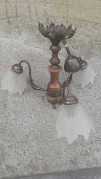 Candelabru lustra vintage lemn