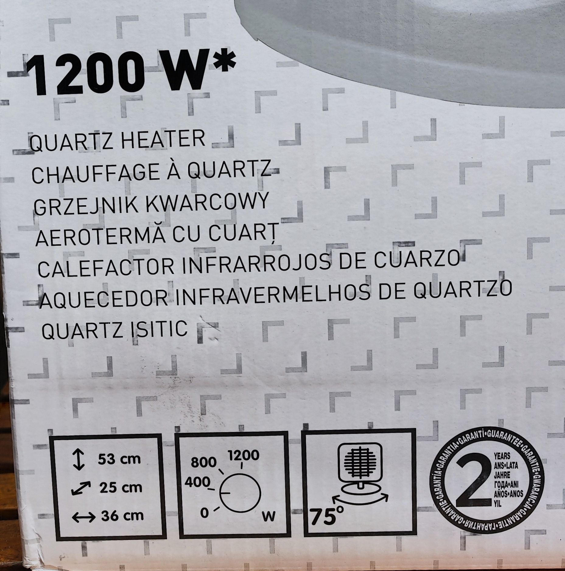 Aeroterma electrica cu cuarț, 3 trepte de căldură, rotație 75 grade.