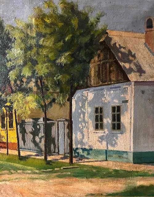 ”Uliță transilvană” Tablou VECHI, 103 ani Data 1922 ulei/pânză 70x50+R