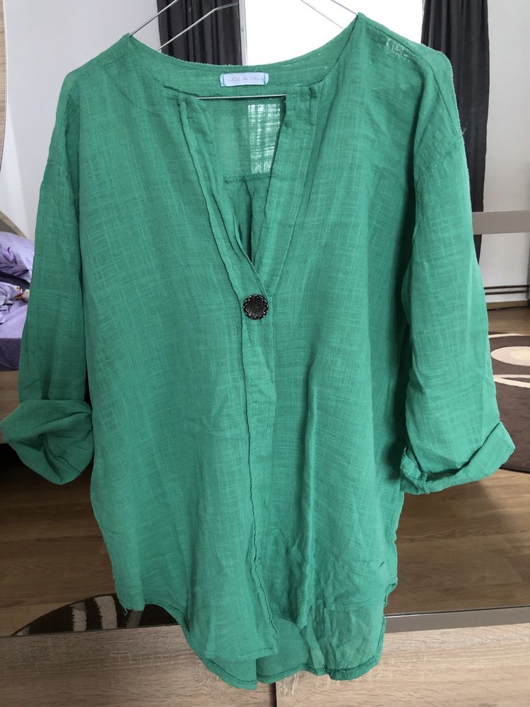 Bluza din in culoare verde