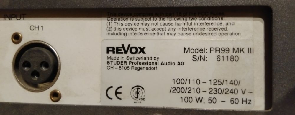 Магнитофон Студийный Катушечный  Revox PR99 MKIII Studer