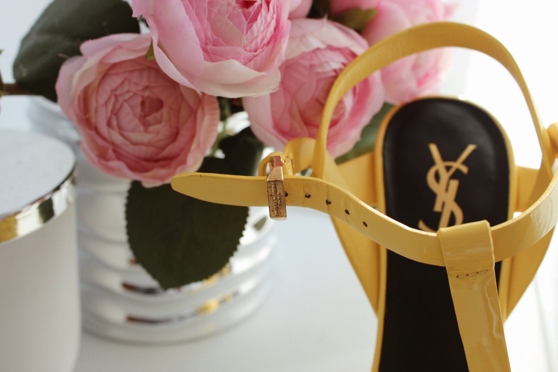 Saint Laurent tribute sandal canary yellow authentic