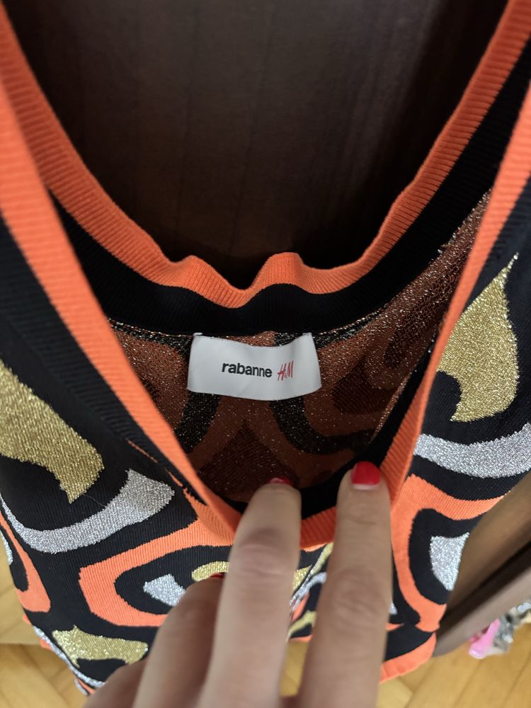 Rabanne H&M рокля плетена блестяща