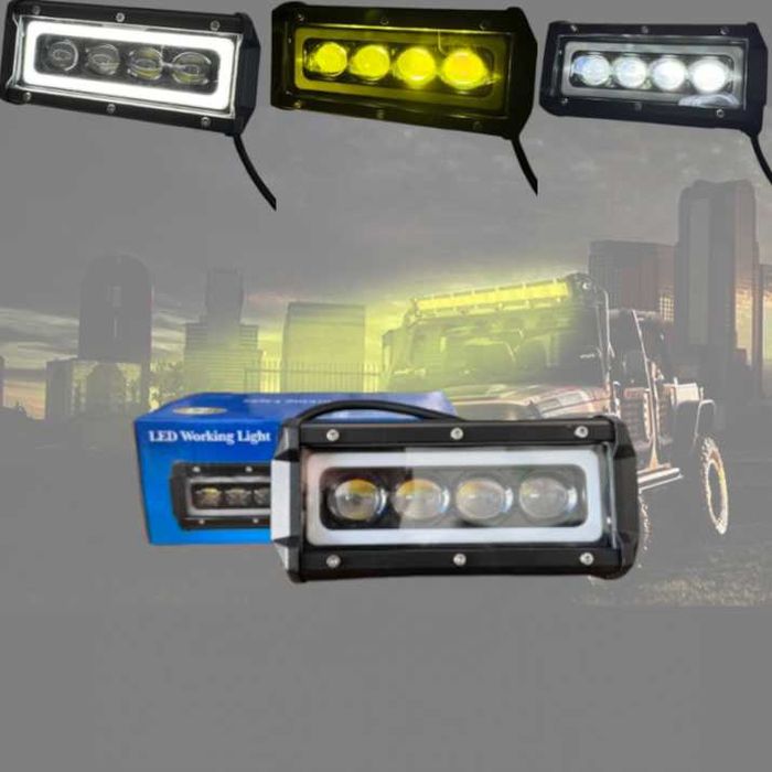 Диоден халоген LED с 4 лупи диода и габарит с жълта и бяла светлина