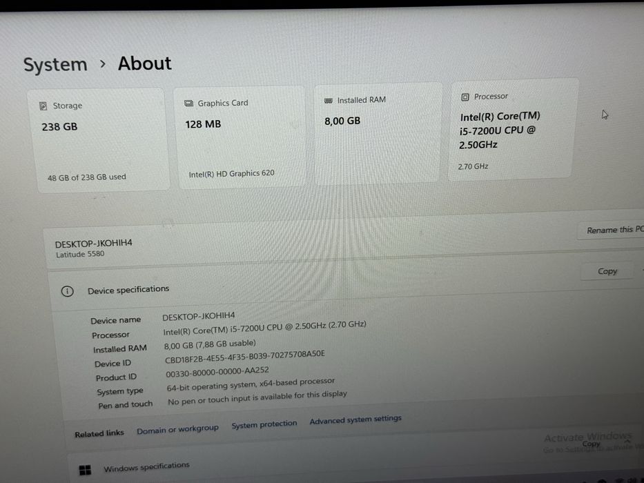 Laptop i5 8gb ssd 256gb