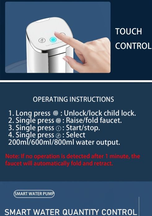 Dispenser Smart pompa apa electrica cu display, USB C, Lithiu bidon ap