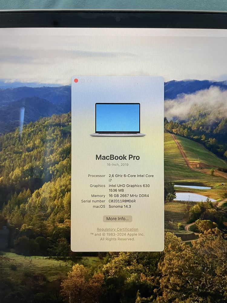 Macbook Pro 2019 16 inch i7 512 gb ssd 16 gb ram