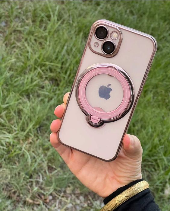 Husa silicon Luxury Magsafe cu inel metalic pentru iPhone 15