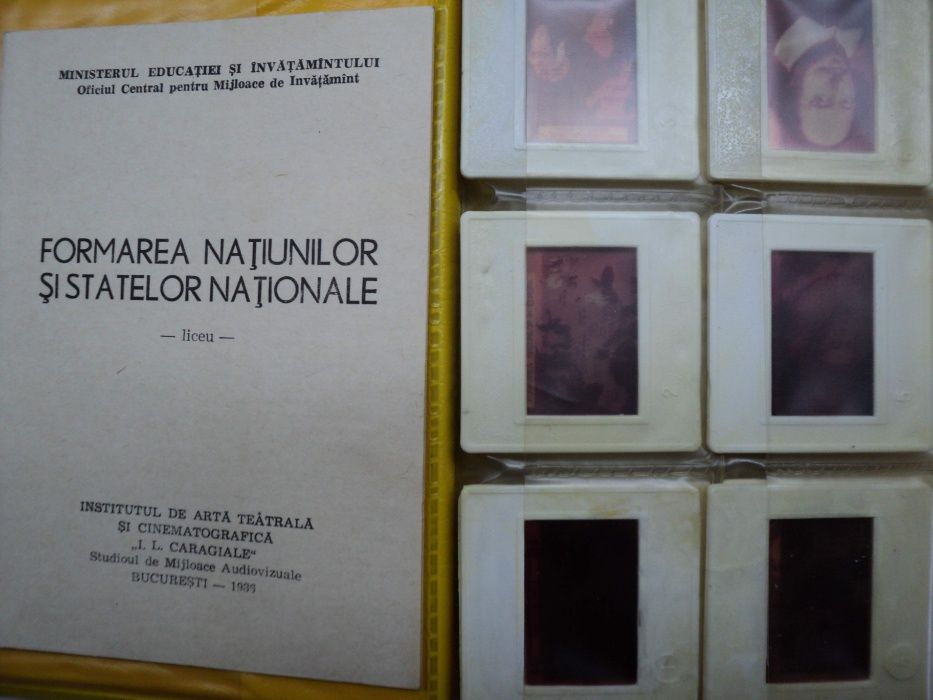 COLECTIE: Diapozitive "Formarea Natiunilor..." VINTAGE 1986 + catalog