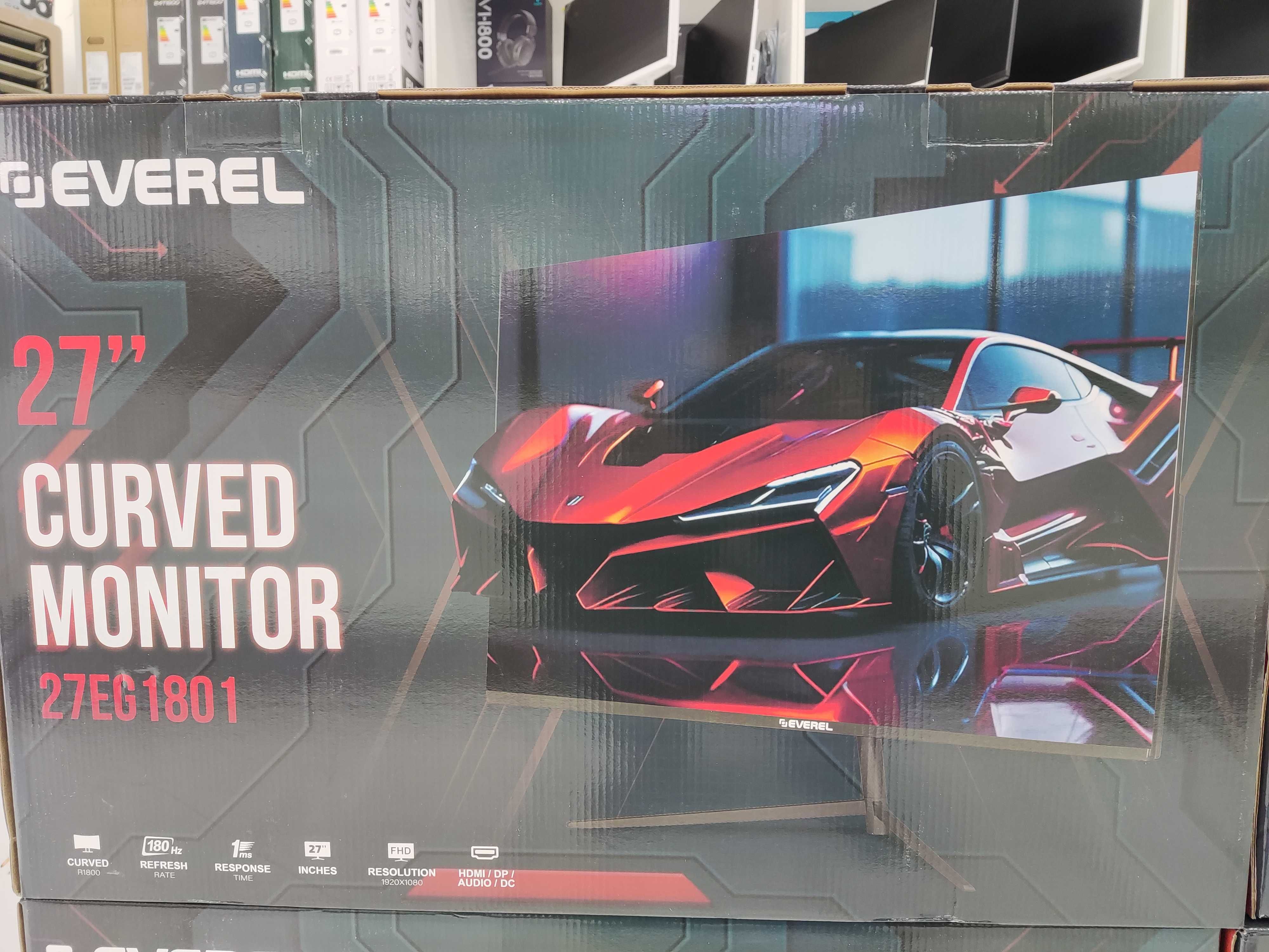 Монитор Everel 27" FullHD Curved 180hz, HDMI+DP НОВЫЙ