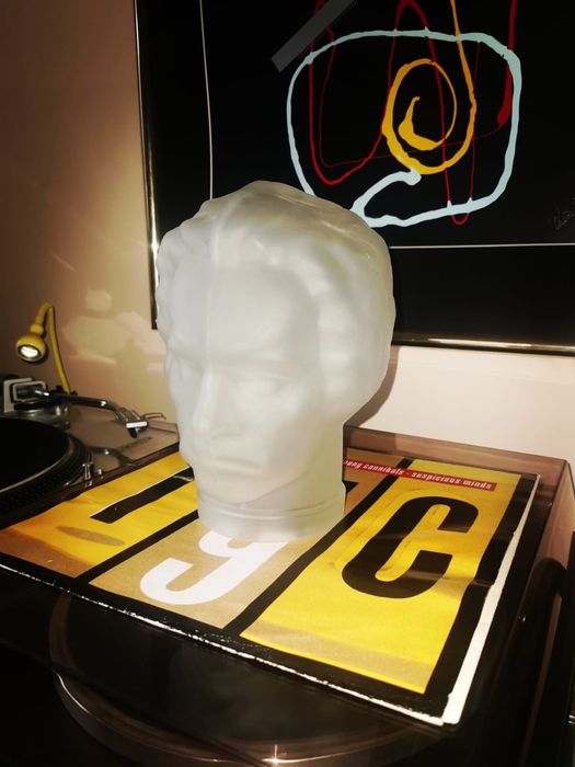 Фигура глава бюст стъклен декор поставка стойка за слушалки 50те год.