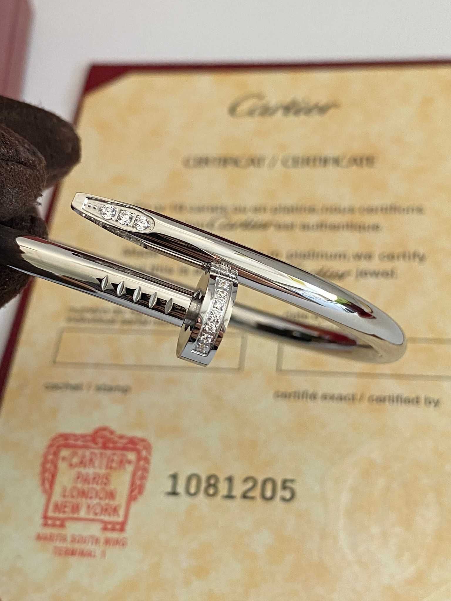 Brățară Cartier Cui 22 aur alb 750 cu diamante